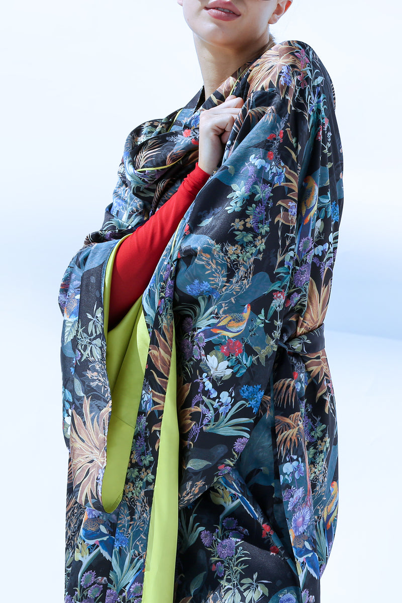 Aiden Tropical Print Belted Robe & Pants Set