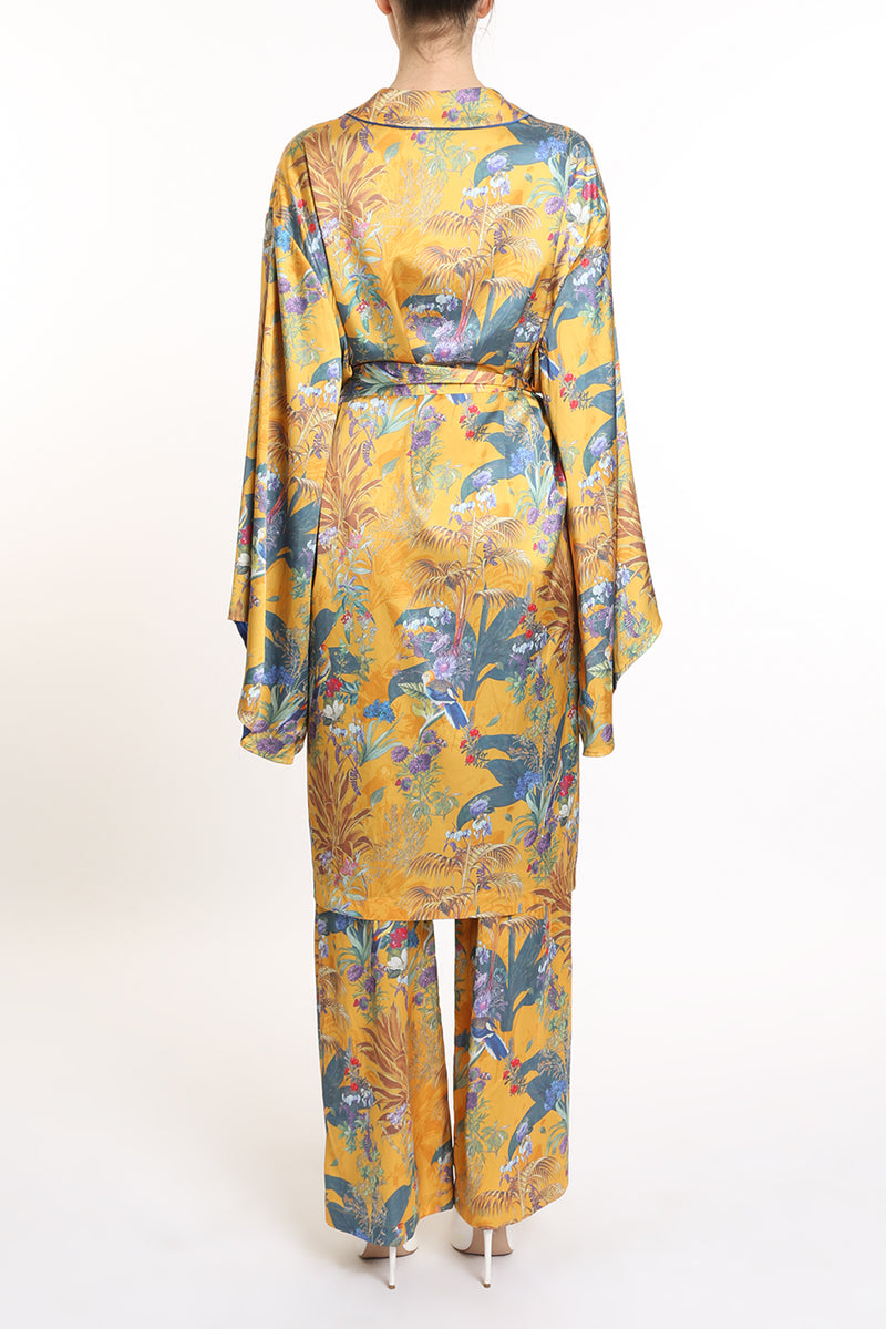 Aiden Tropical Print Belted Robe & Pants Set