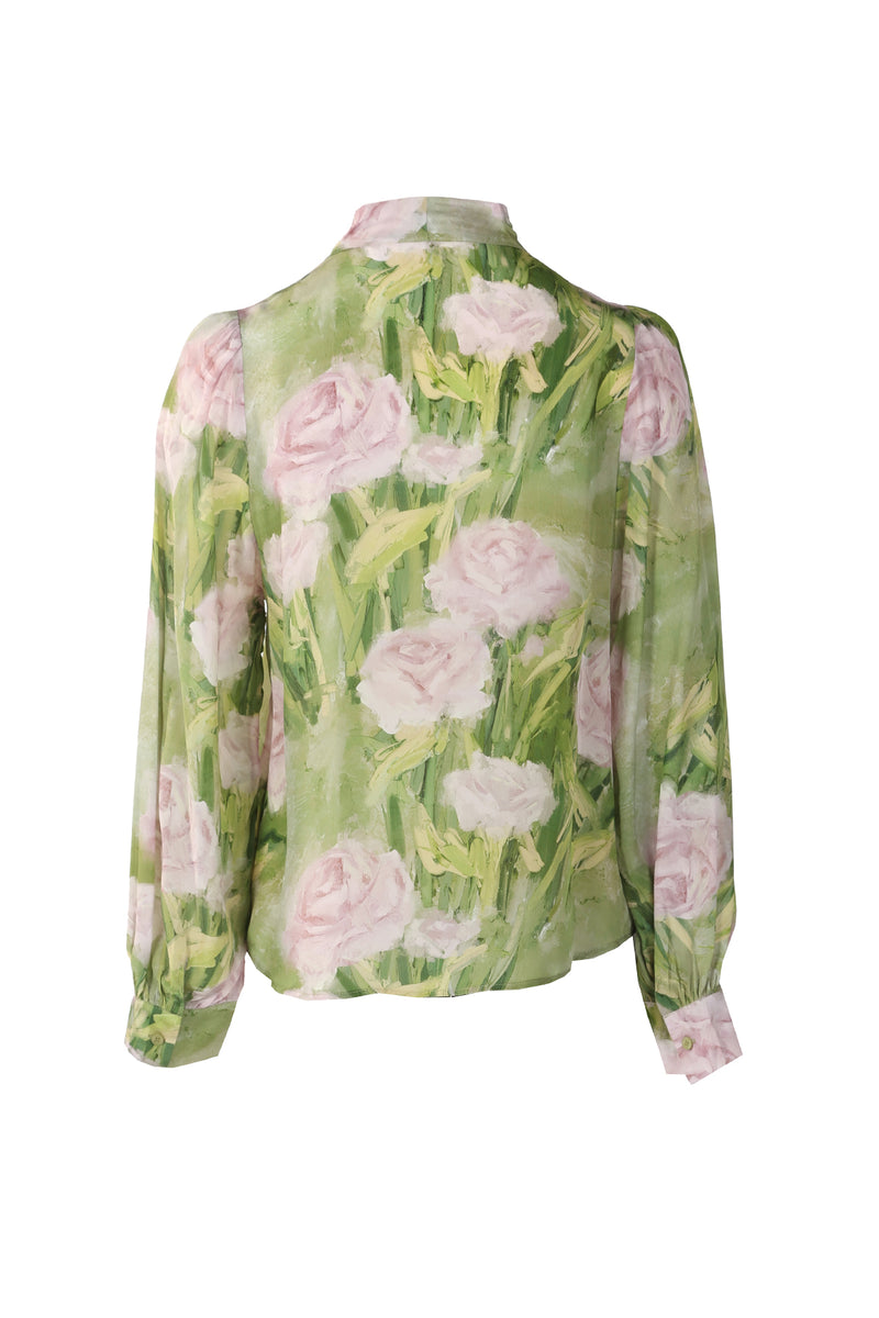 Sadie Floral Print Bowtie Chiffon Blouse - Shop Beulah Style