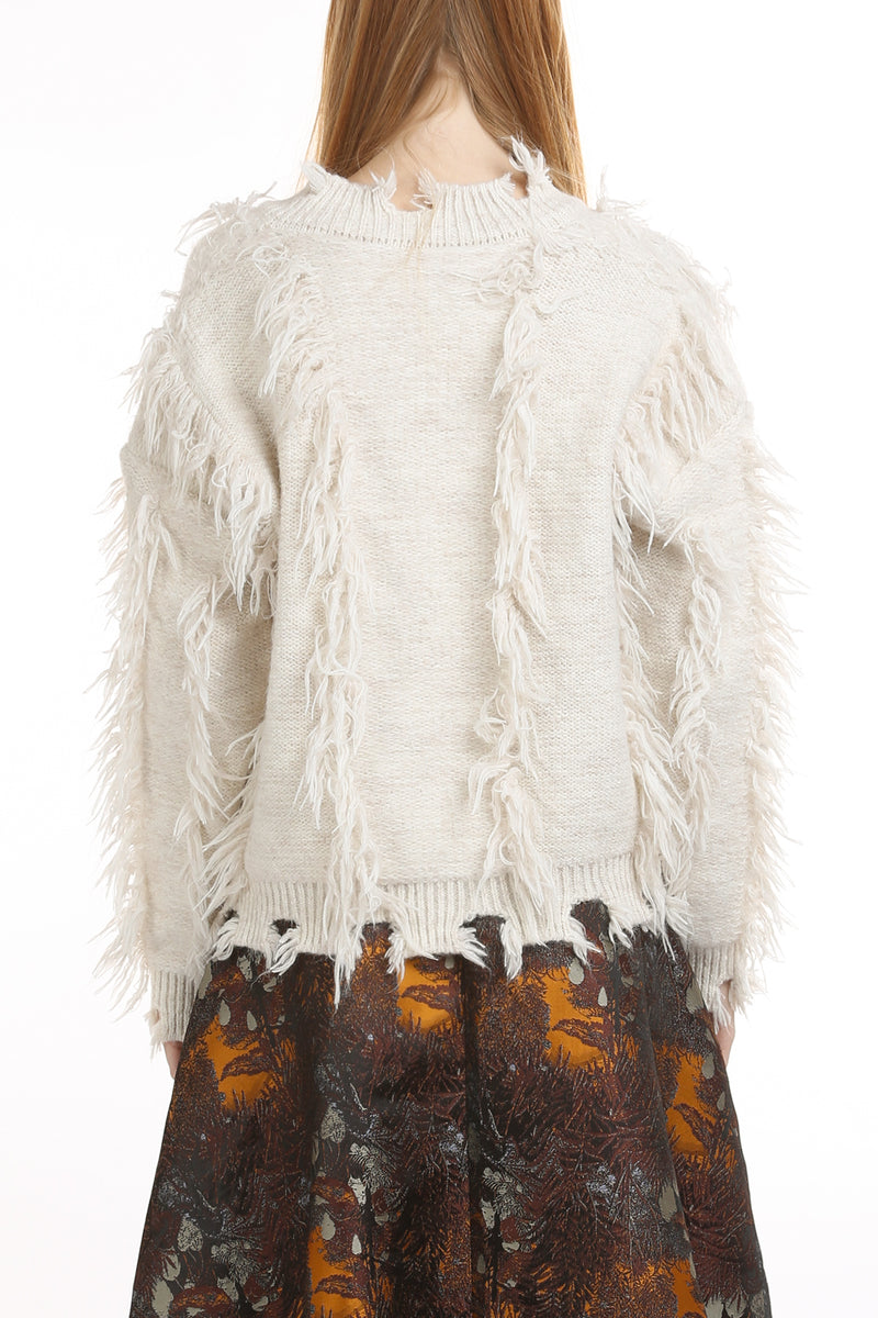 Daisy Fringe Trim Cut Out Cotton Sweater - Shop Beulah Style