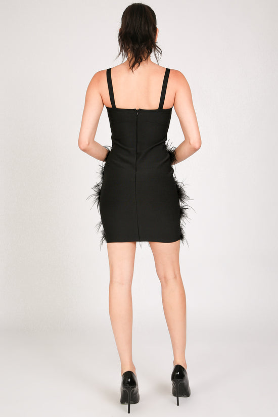 Victoria Tiered Faux Feather Pencil Slip Mini Dress - Shop Beulah Style