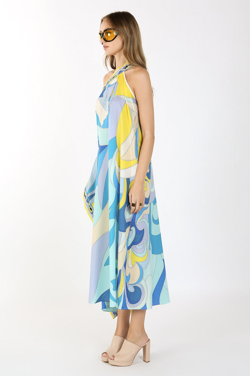 Malta Multi Printed One Shoulder Drape Dress - Shop Beulah Style