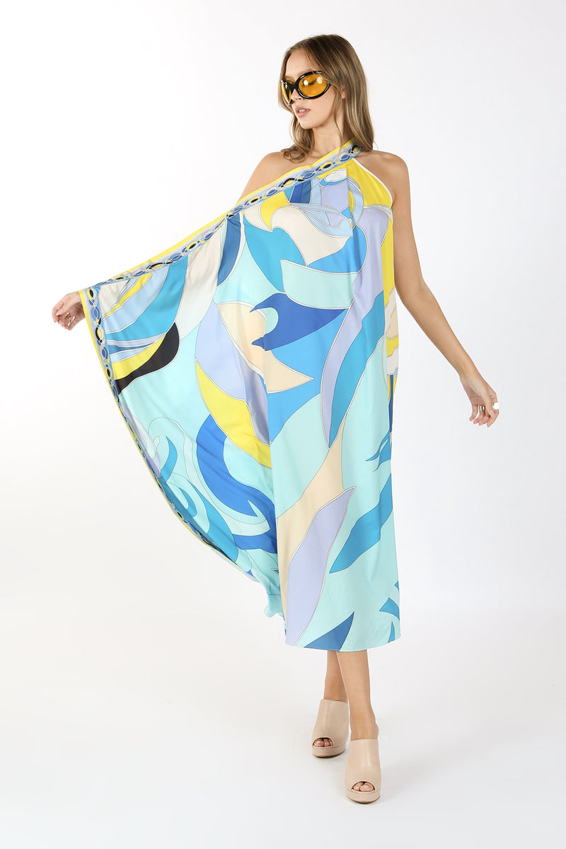 Malta Multi Printed One Shoulder Drape Dress - Shop Beulah Style