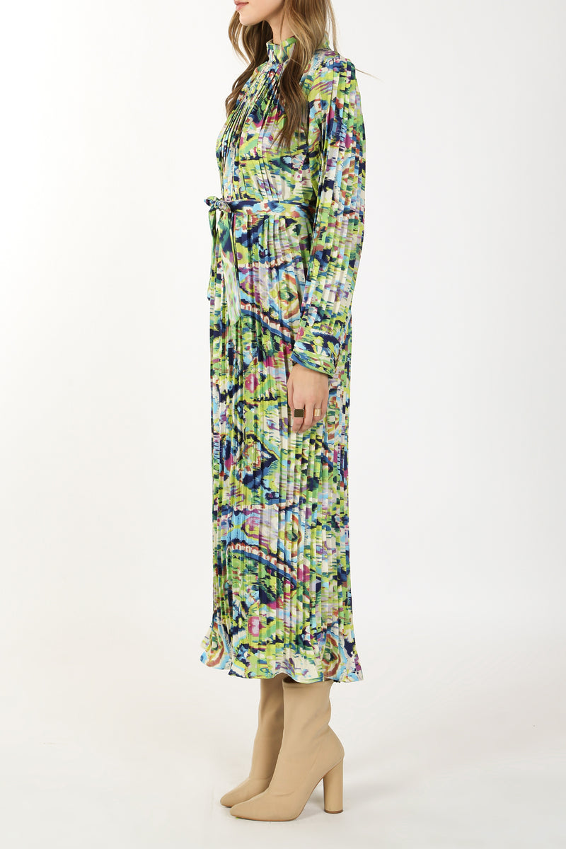 Gaia Multicolor Printed Pleats Maxi Dress - Shop Beulah Style