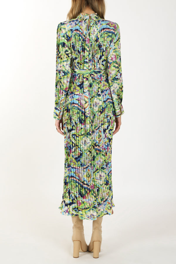 Gaia Multicolor Printed Pleats Maxi Dress - Shop Beulah Style