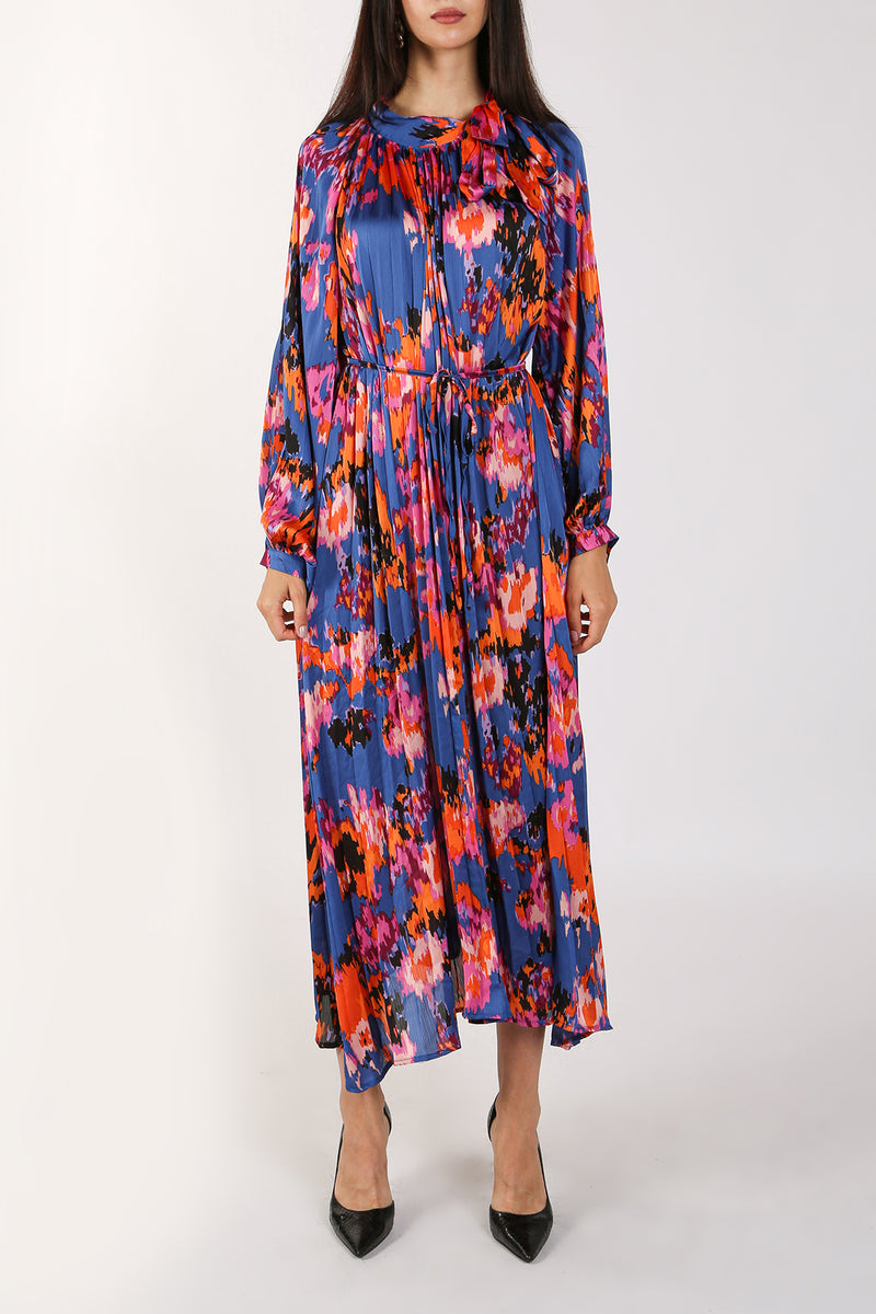Drew Abstract Print Bowtie Pleated Maxi Dress - Shop Beulah Style