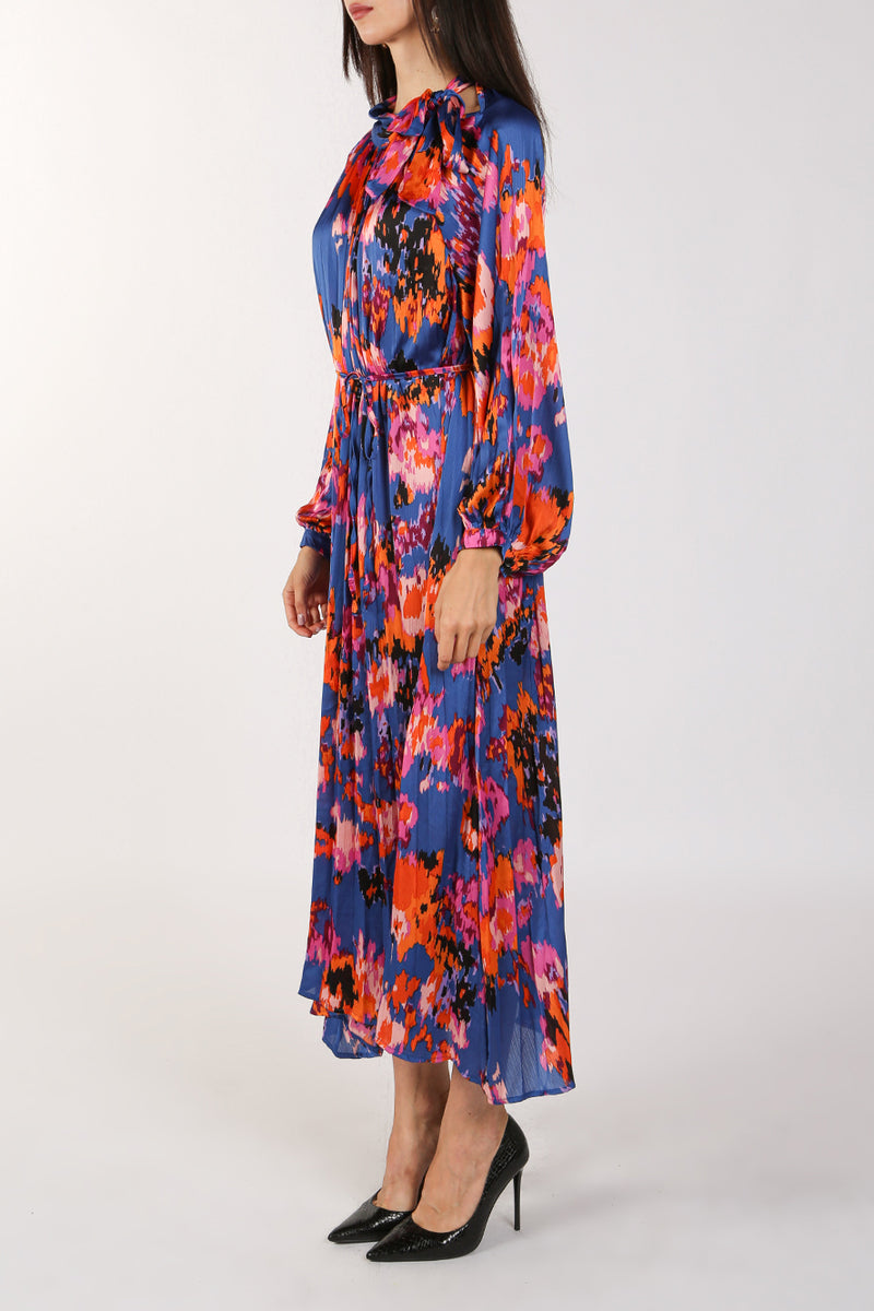 Drew Abstract Print Bowtie Pleated Maxi Dress - Shop Beulah Style
