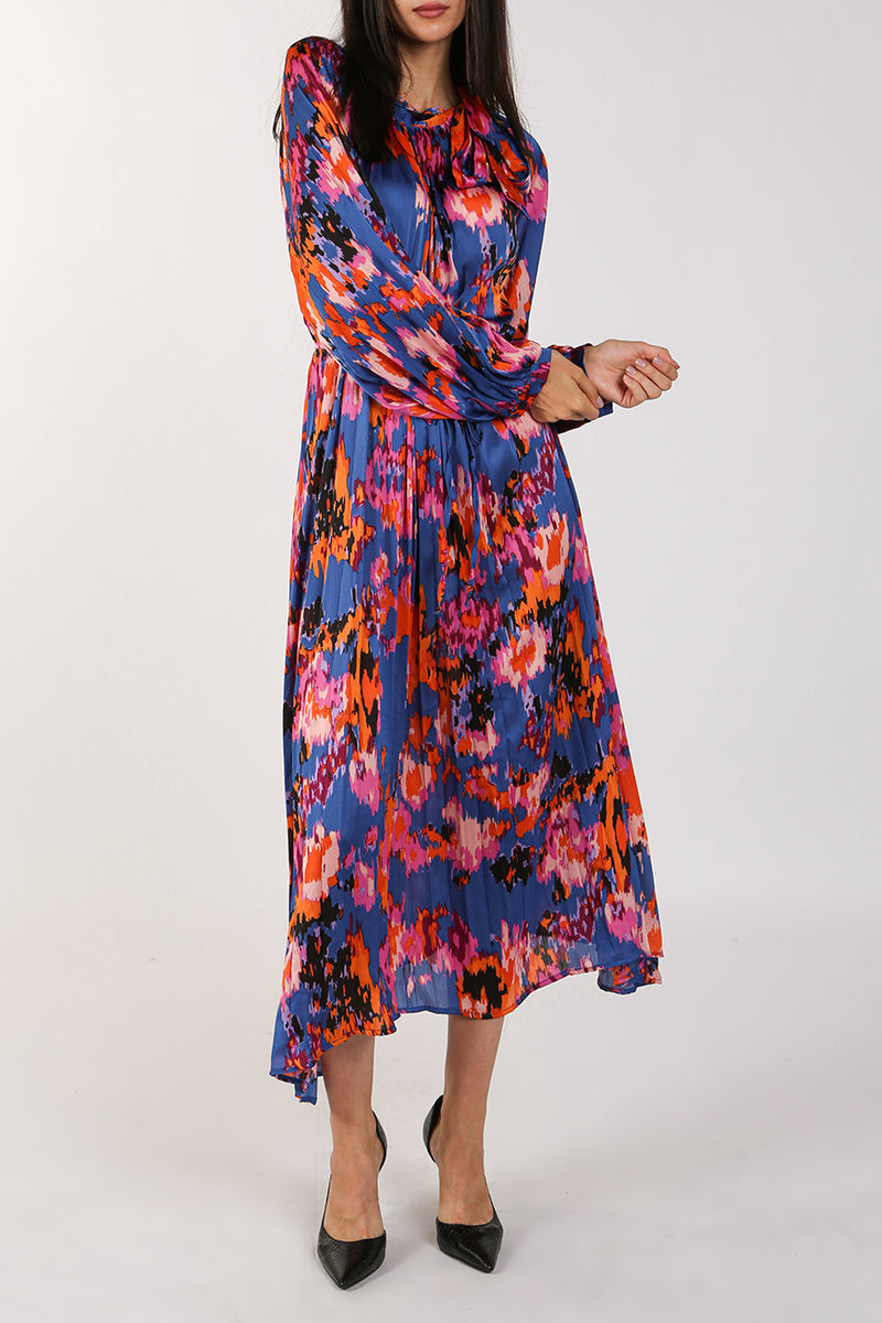 Tamara Abstract Printed Pleated Dress - Shop Beulah Style