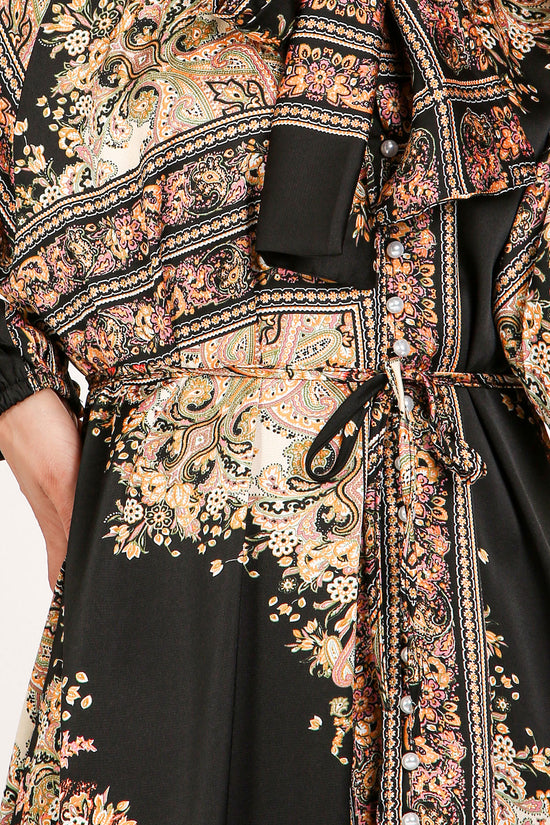 Jupiter Multi-Print Bowtie Satin Midi Dress - Shop Beulah Style