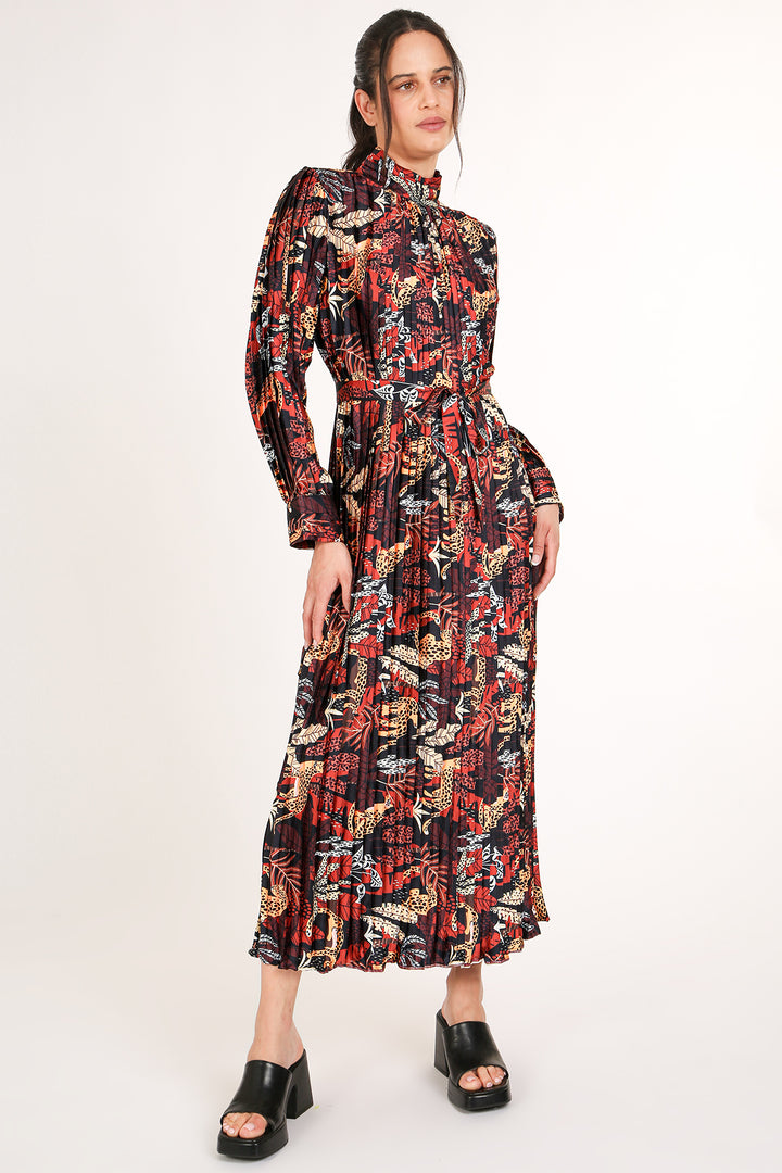 Rick Multi-Printed Print Pleated Maxi Dress