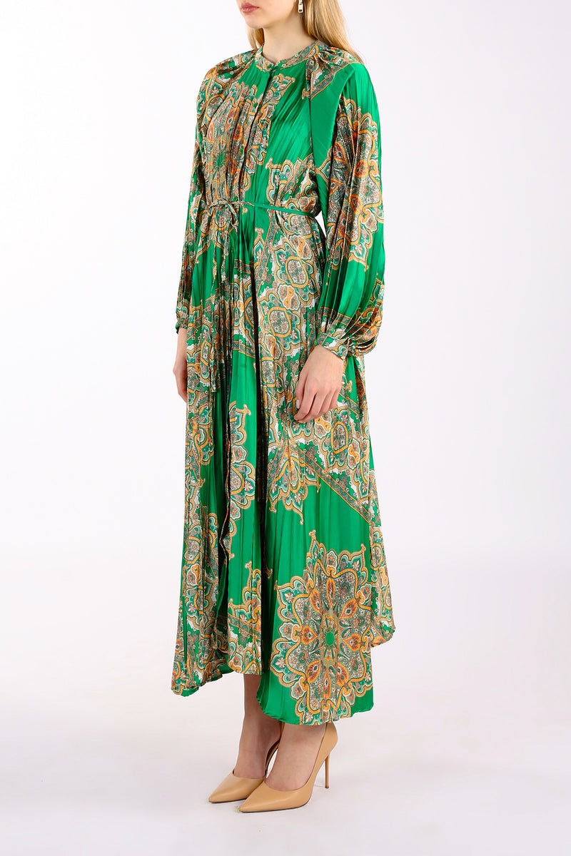 Erza Multi Printed Pleat Satin Maxi Dress - Shop Beulah Style