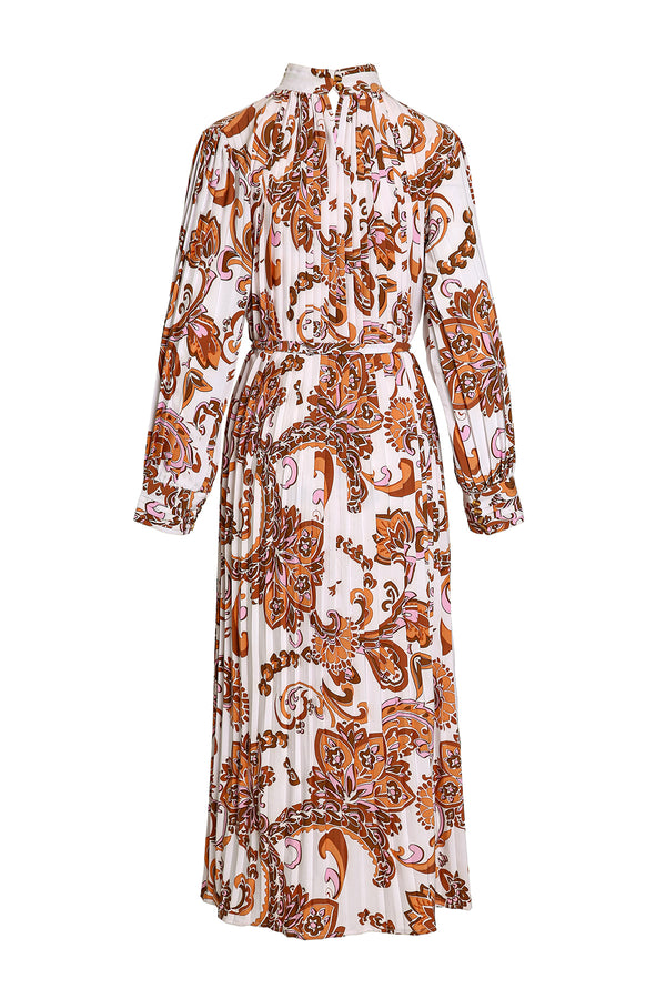 Shirley Floral Paisley Print Pleated Midi Dress - Shop Beulah Style