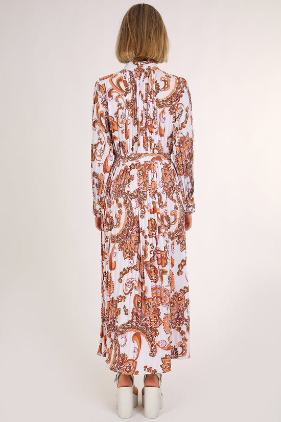 Shirley Floral Paisley Print Pleated Midi Dress - Shop Beulah Style