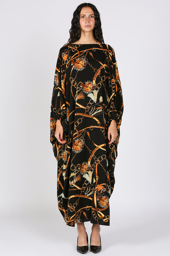 Jana Gold Printed Poncho Style Maxi Dress - Shop Beulah Style
