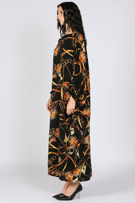Jana Gold Printed Poncho Style Maxi Dress - Shop Beulah Style