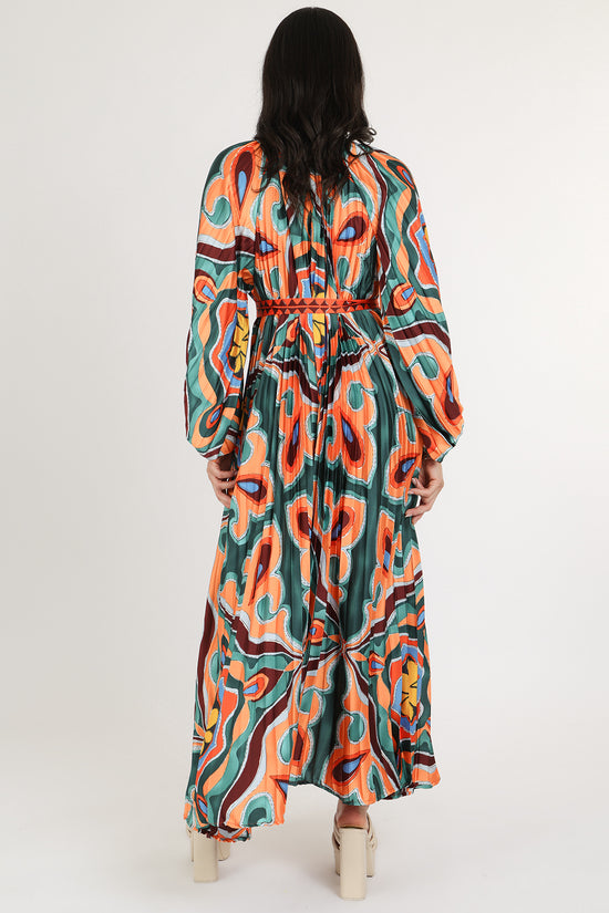 Sasha Multi-Print Abstract Pleated Maxi Dress - Shop Beulah Style