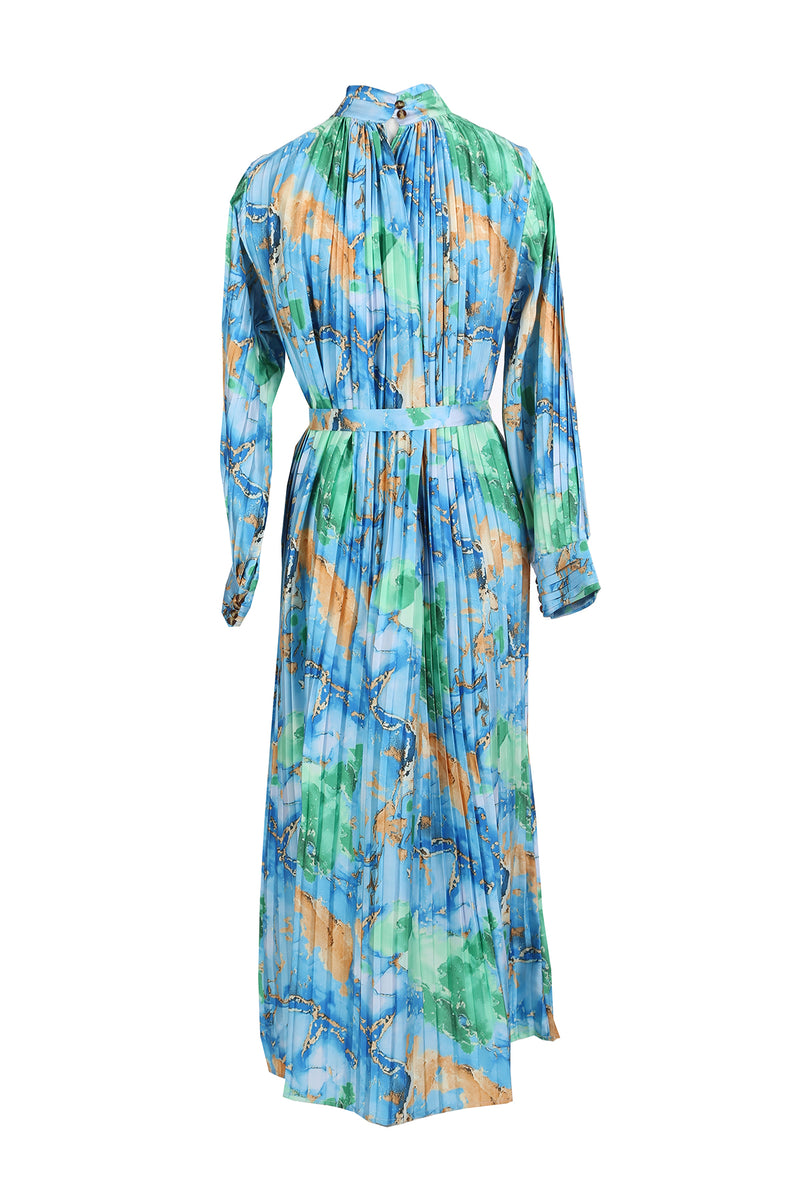 Lucille Multicolor Print Pleated Maxi Dress - Shop Beulah Style