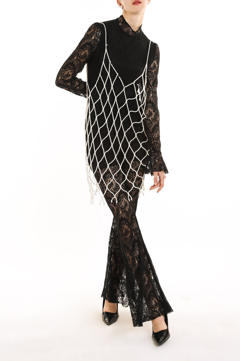 Kali Hollow Out Beaded Net Mini Slip Dress - Shop Beulah Style