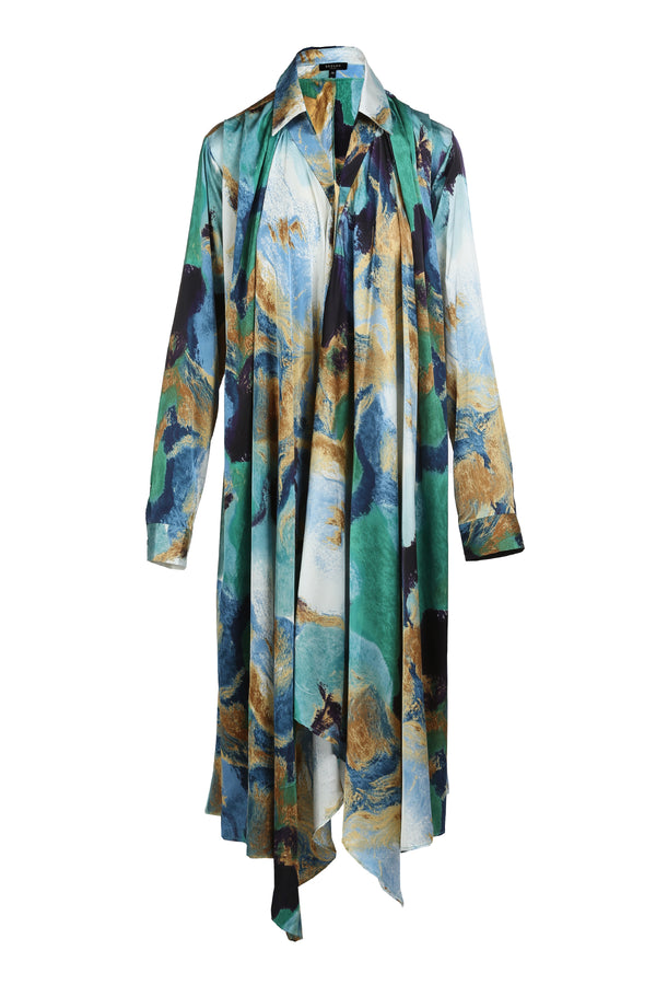 Russ Multi Print Collared Asymmetrical Maxi Dress - Shop Beulah Style
