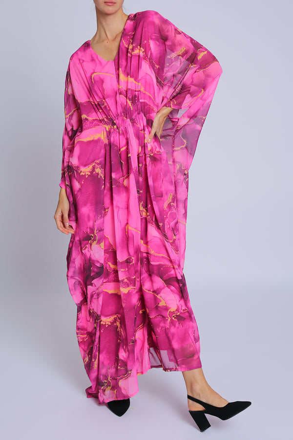 Dante Abstract Print Ruched Bust V-Neck Maxi Tunic Dress - Shop Beulah Style