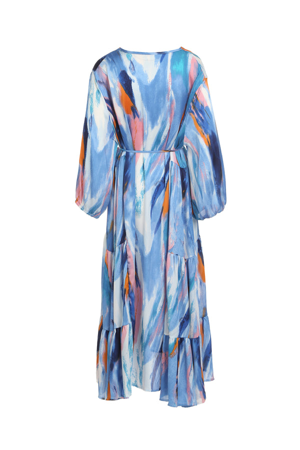 Cory Multicolor Swirl Printed V-Neck Tiered Maxi Dress - Shop Beulah Style