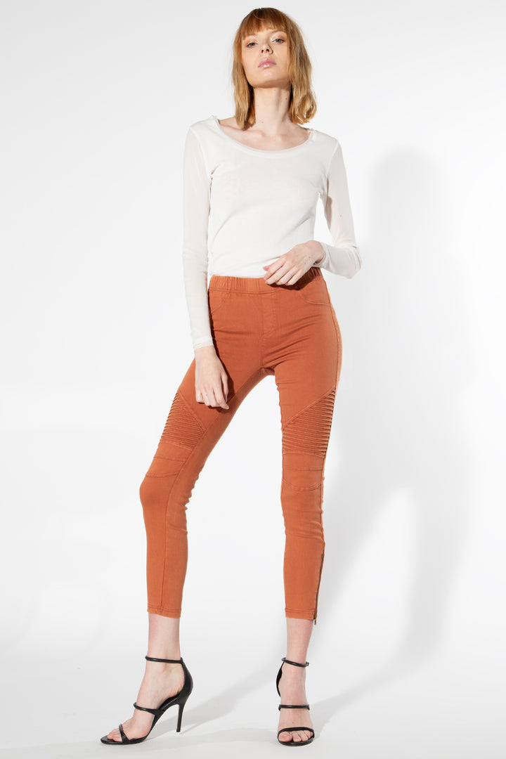 Moto Jeggings - Brick