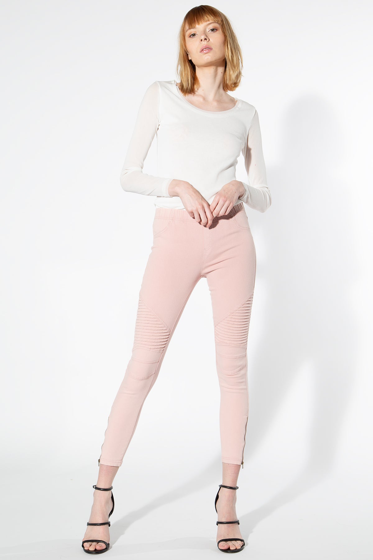 Moto Jeggings - Dusty Pink