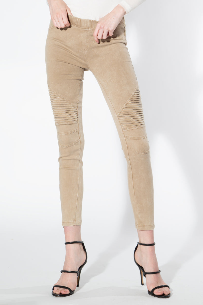 Moto Jeggings - Khaki