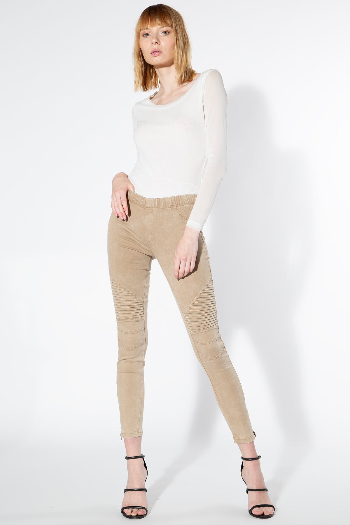 Moto Jeggings - Khaki