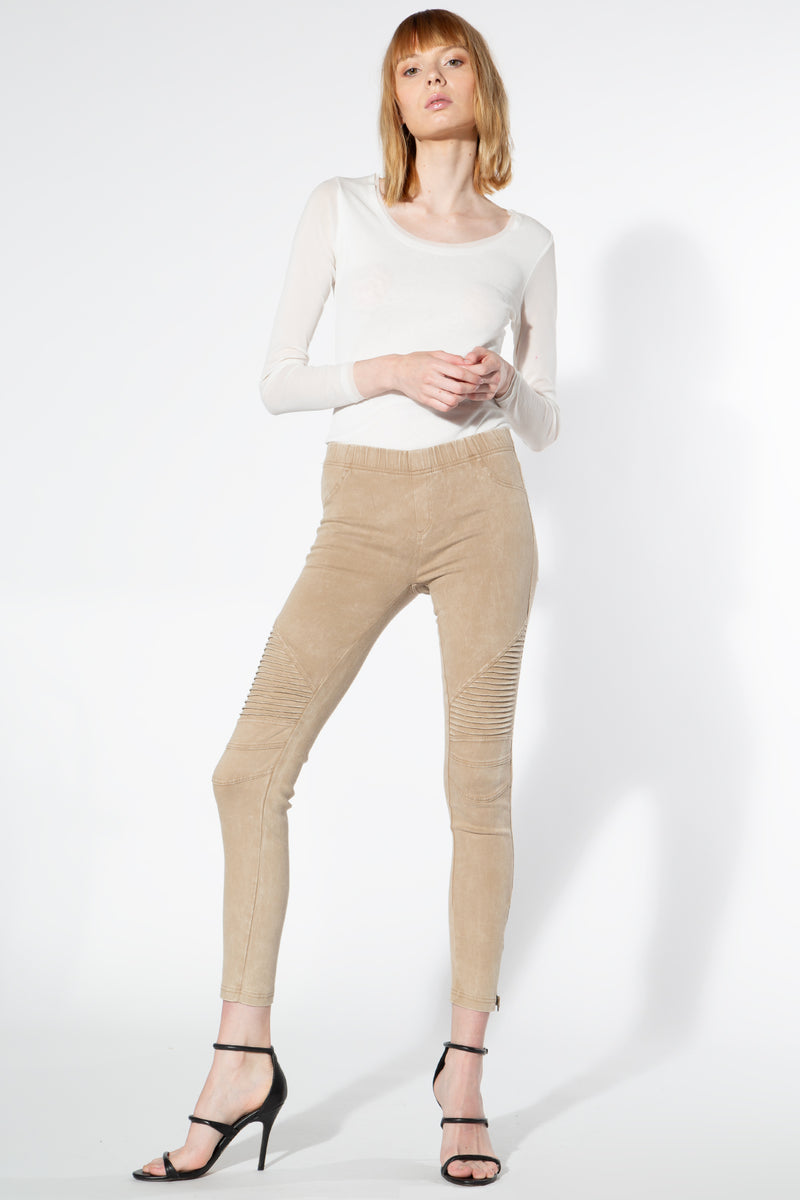 Moto Jeggings - Khaki