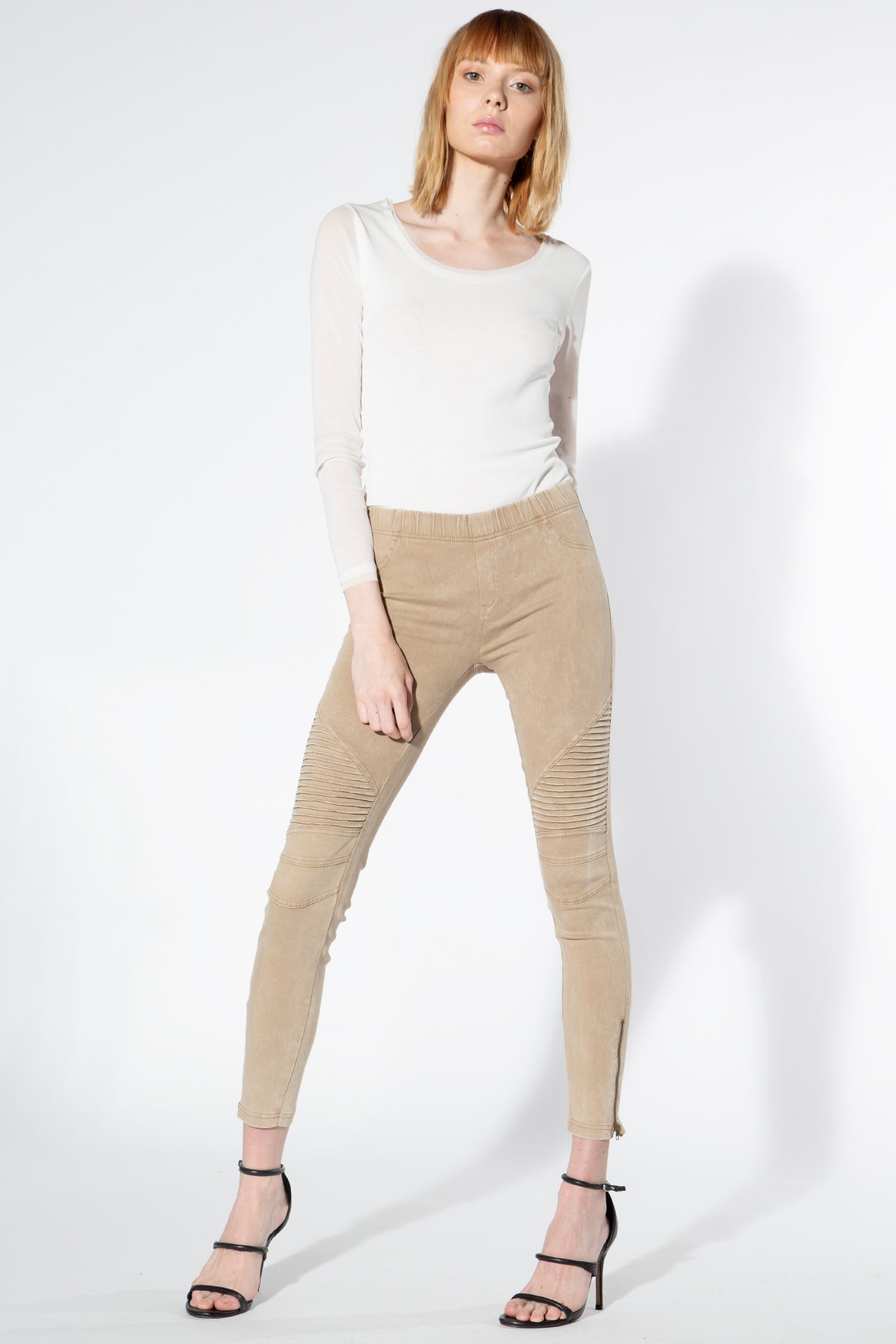 Moto Jeggings - Khaki