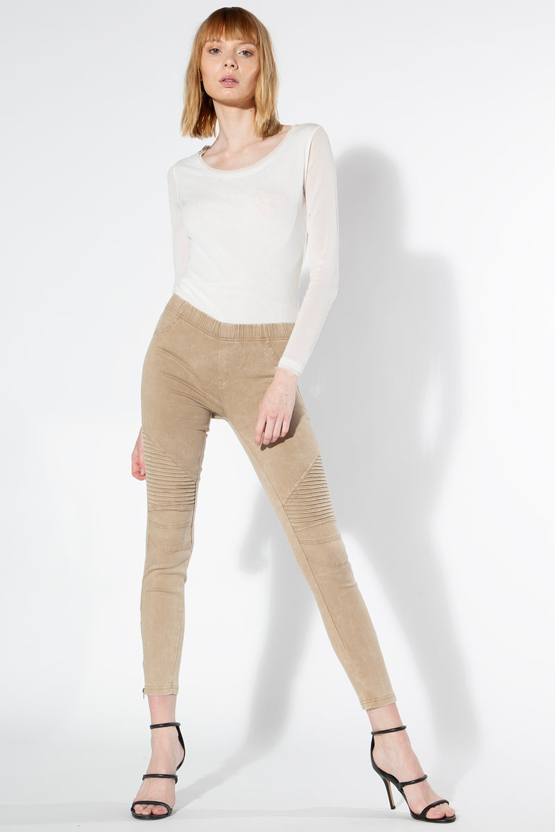 Moto Jeggings - Khaki