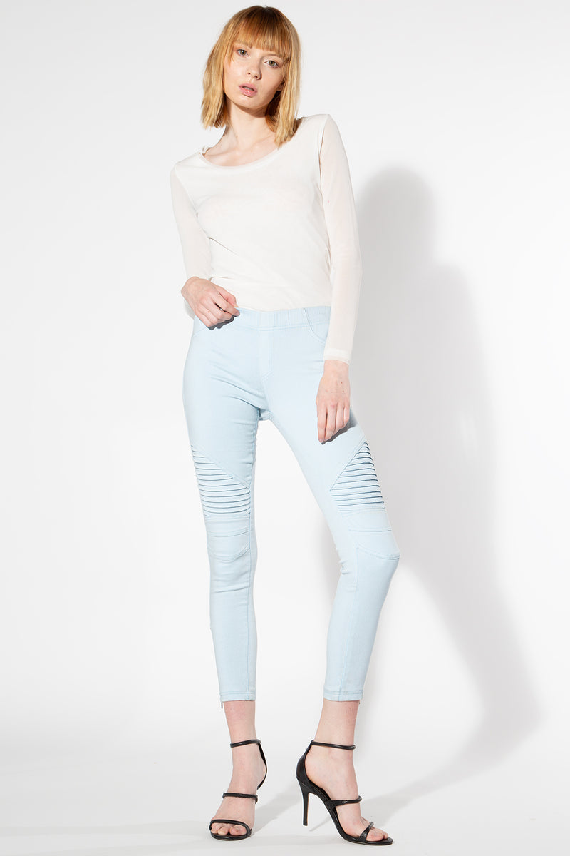 Moto Jeggings - Light Blue