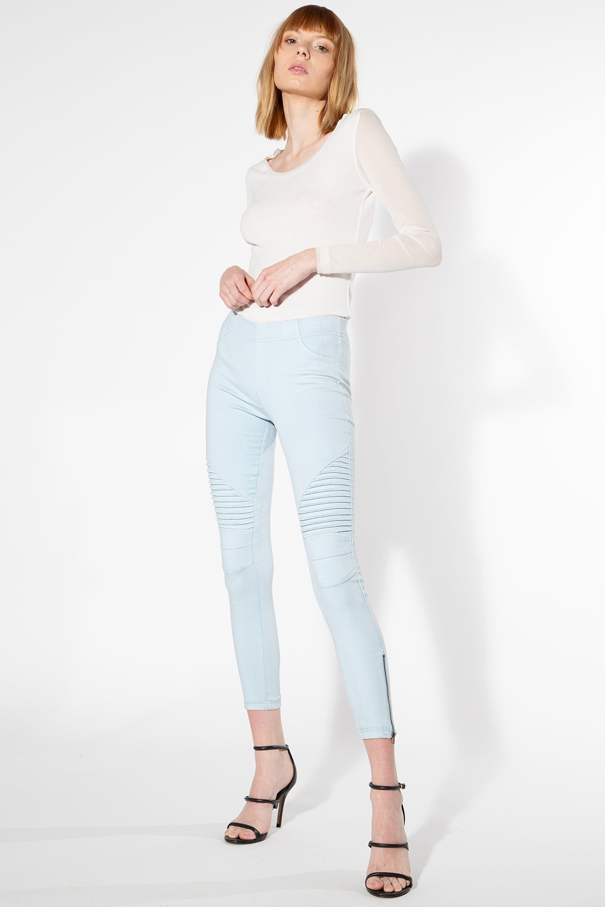 Moto Jeggings - Light Blue