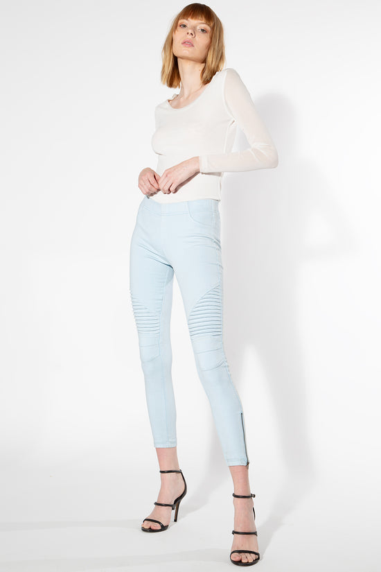Moto Jeggings - Light Blue