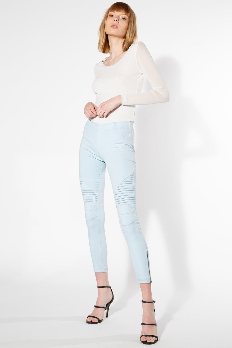 Moto Jeggings - Light Blue