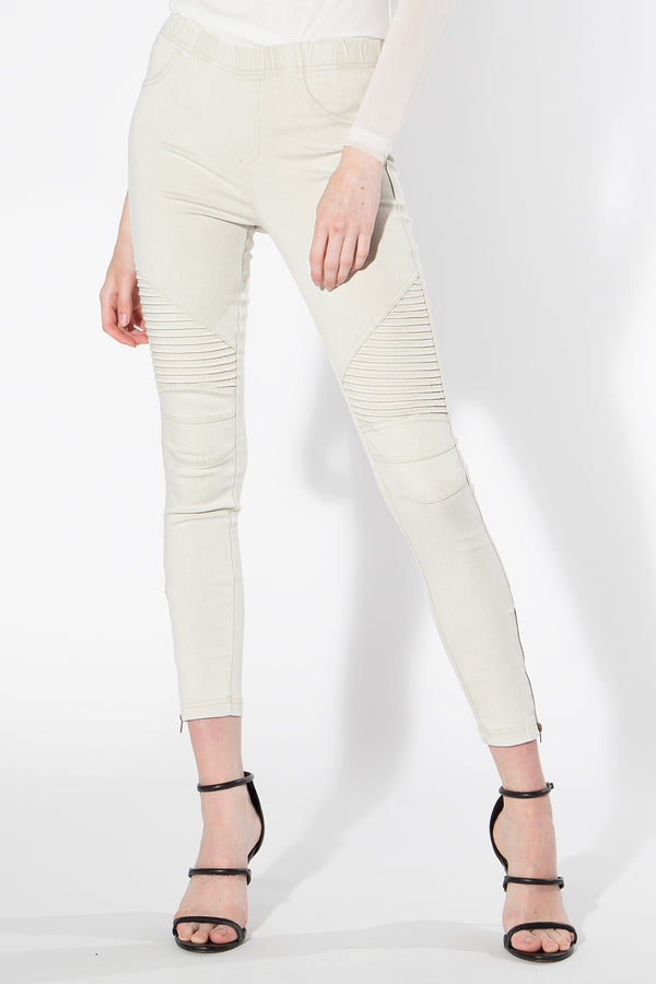 Moto Jeggings - Light Grey