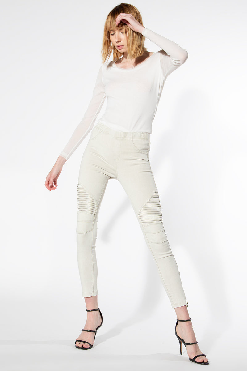Moto Jeggings - Light Grey