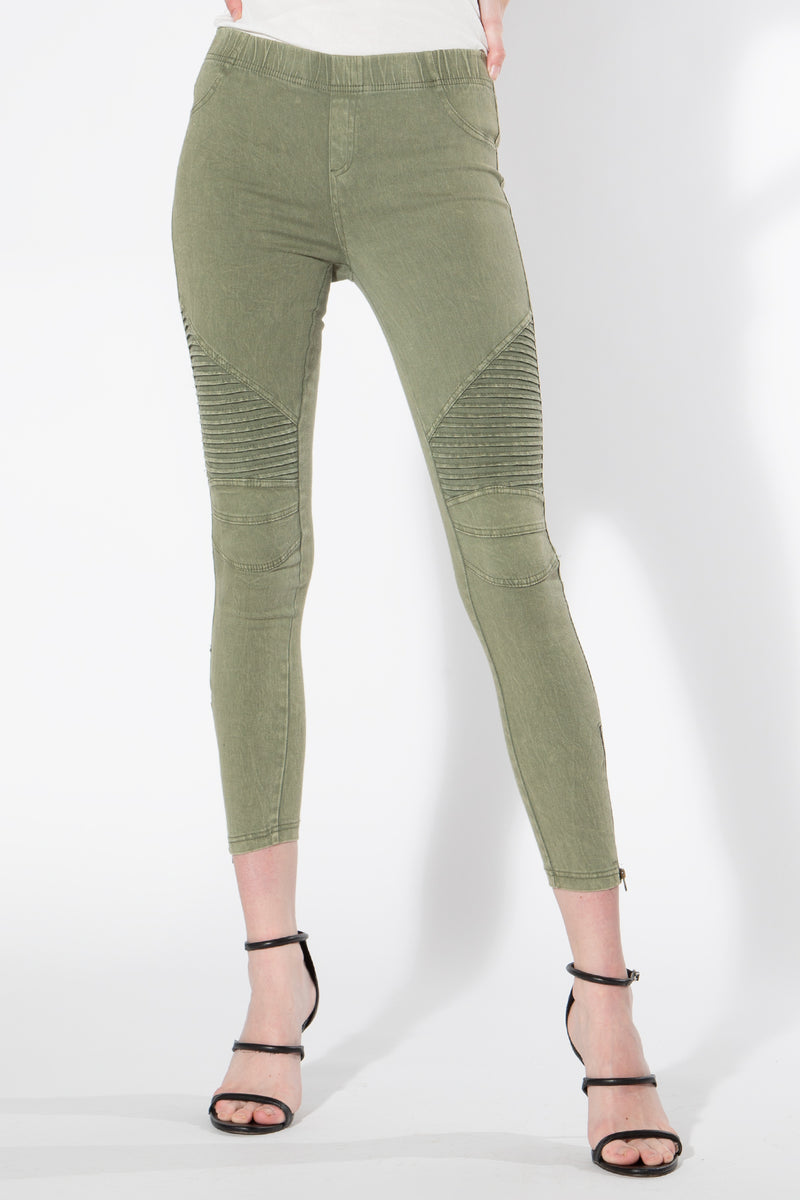 Moto Jeggings - Olive