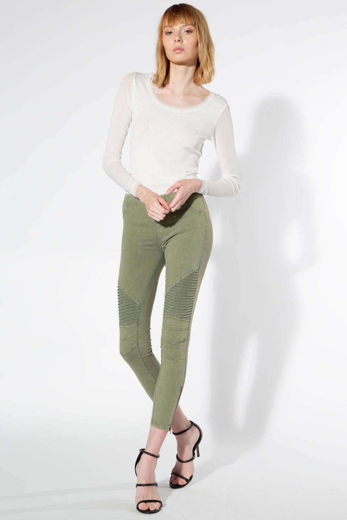Moto Jeggings - Olive