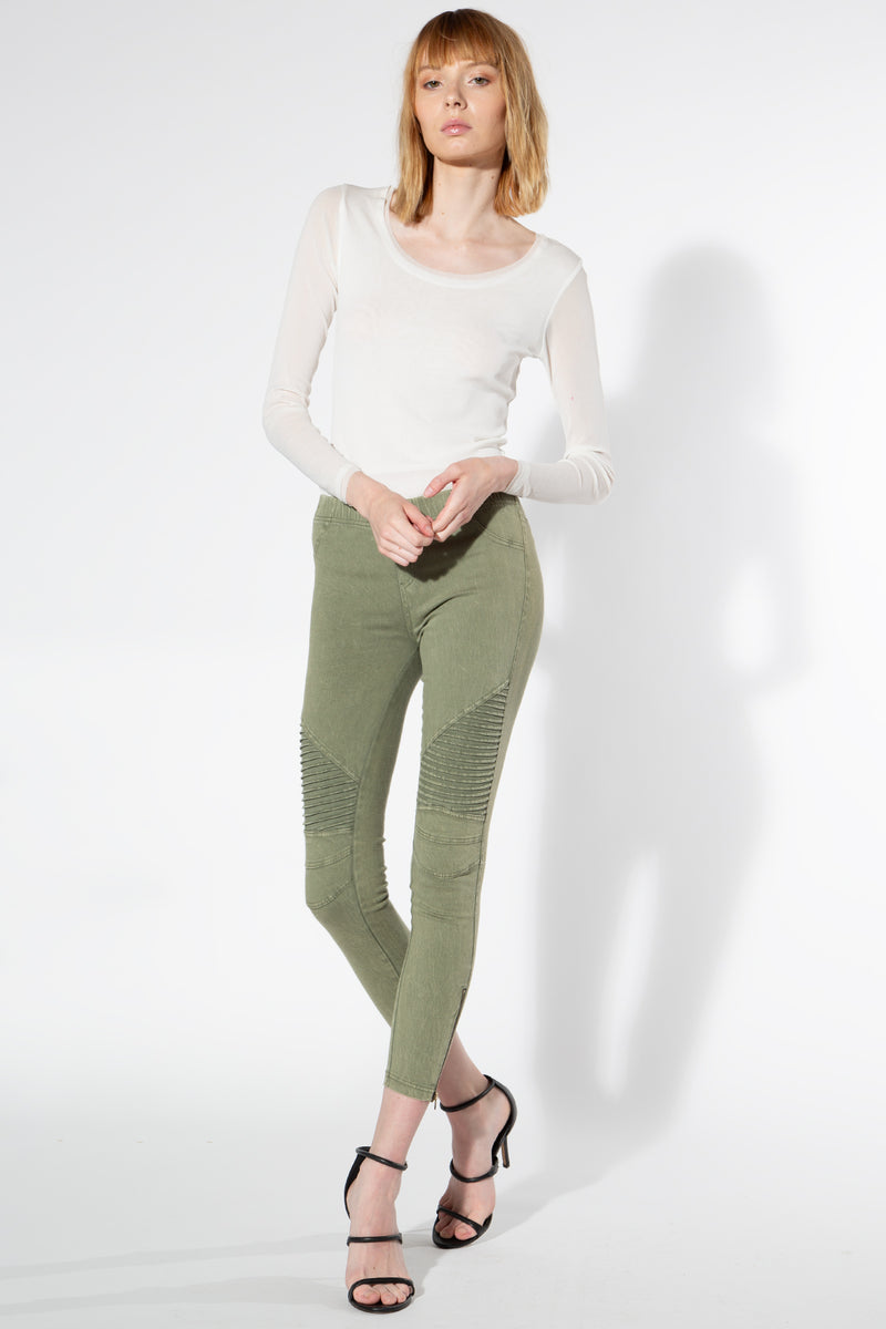 Moto Jeggings - Olive