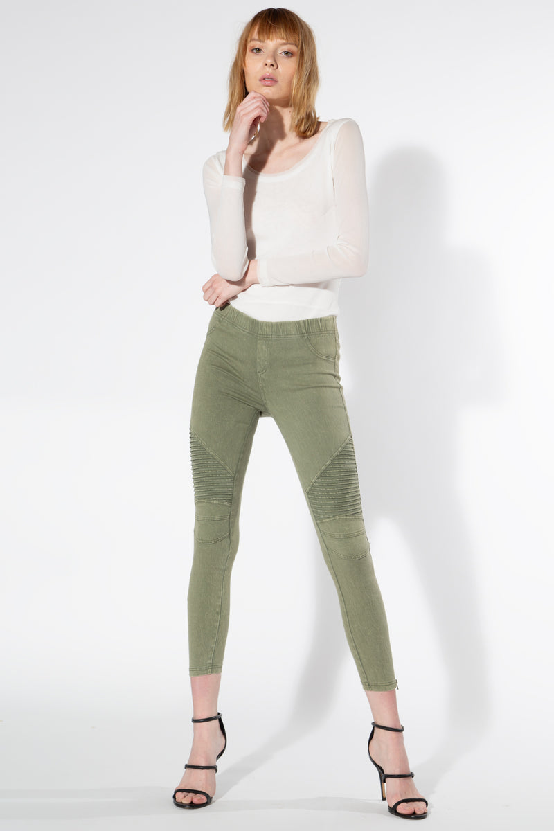 Moto Jeggings - Olive