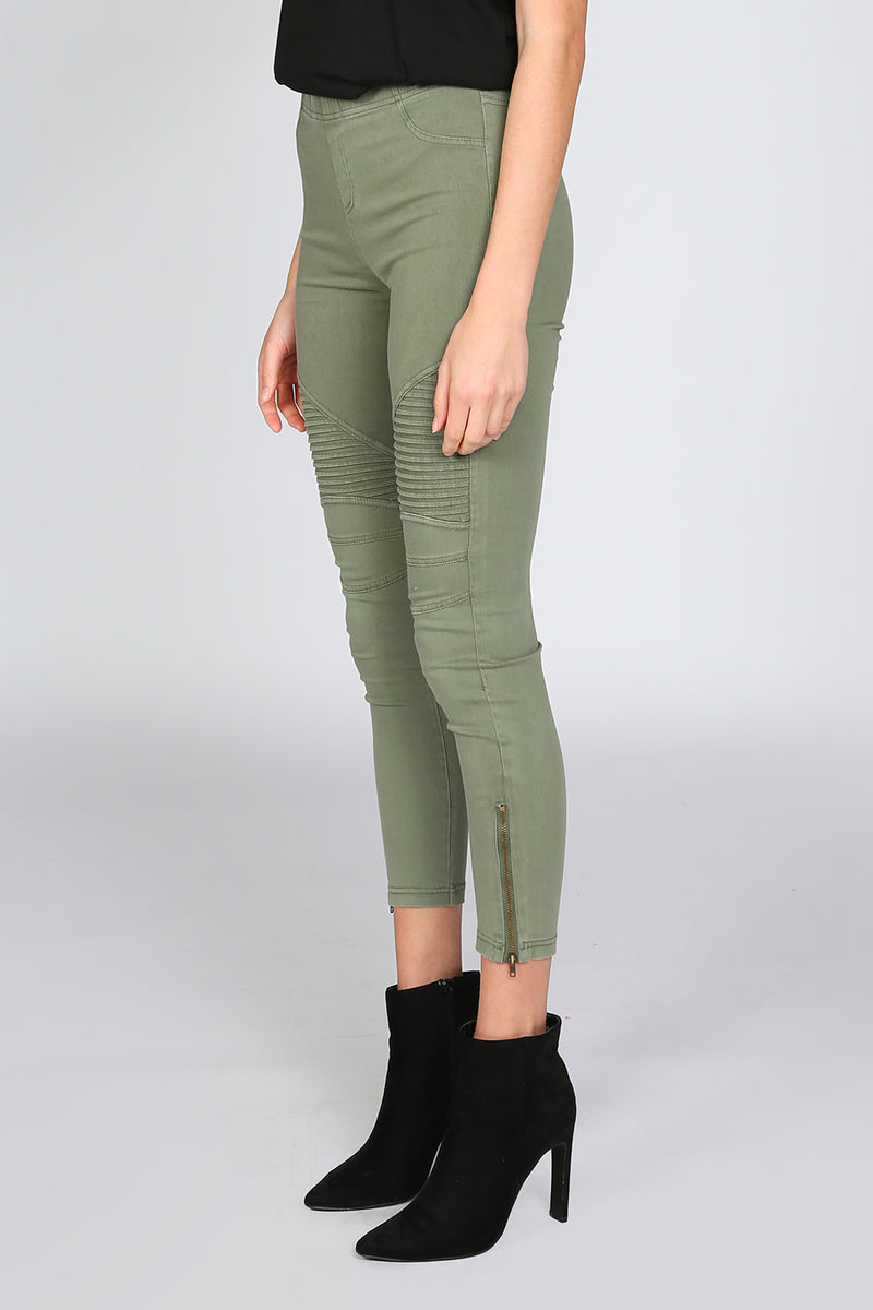 Moto jeggings with ankle zipper detail - Shop Beulah Style