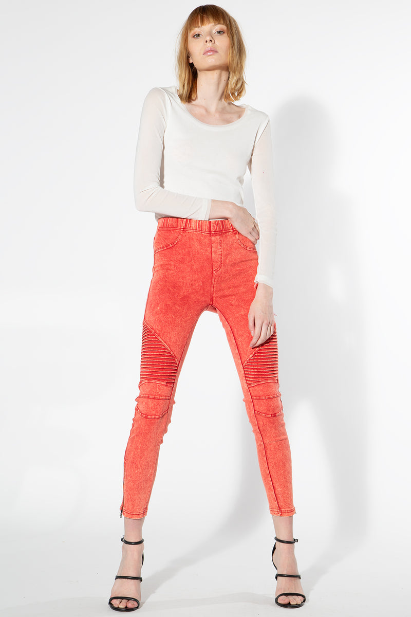 Moto Jeggings - Orange Shade