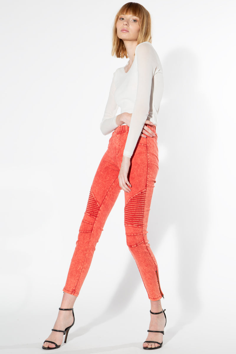 Moto Jeggings - Orange Shade