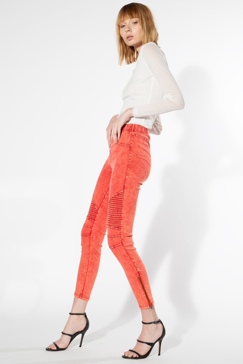 Moto Jeggings - Orange Shade