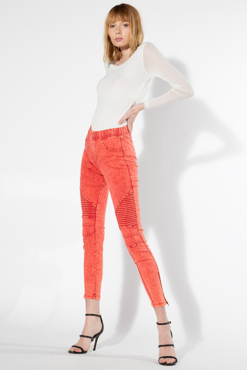 Moto Jeggings - Orange Shade