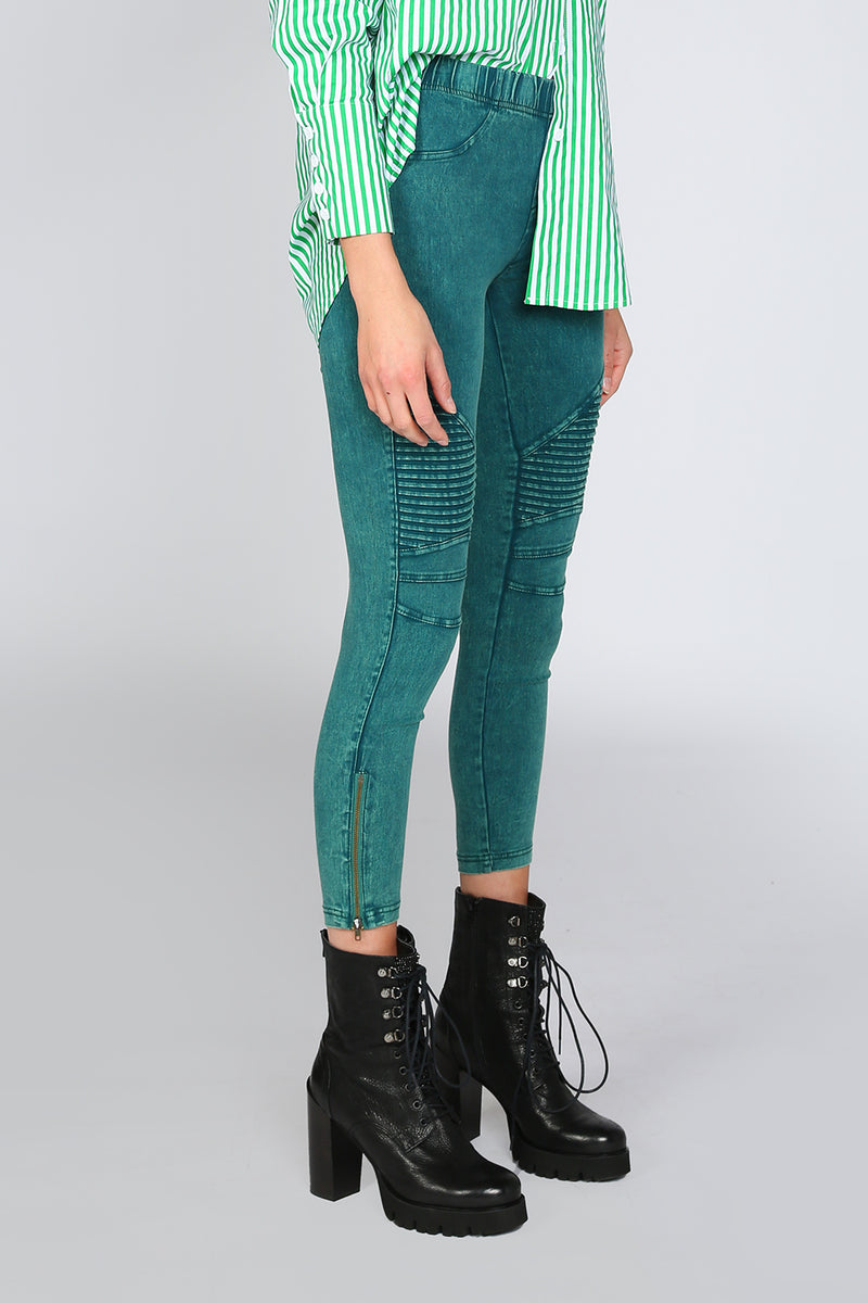 Pleated Detail Moto Jeggings - Shop Beulah Style