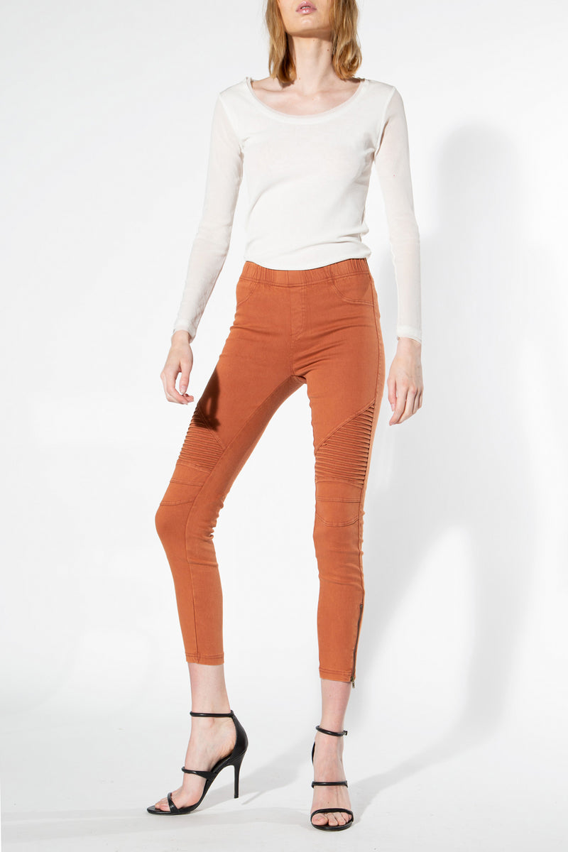 Moto Jeggings - Brick - Shop Beulah Style