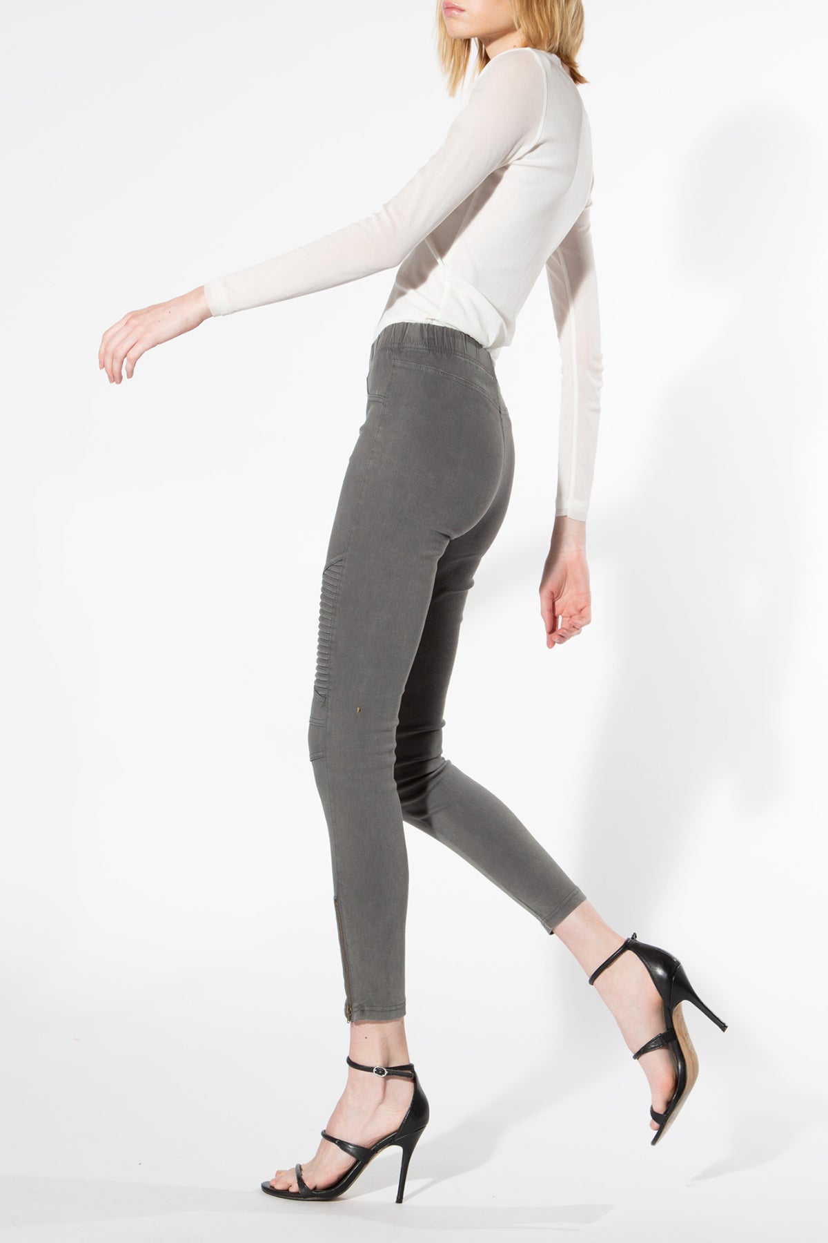 Moto Jeggings Dark Grey Shop Beulah Style